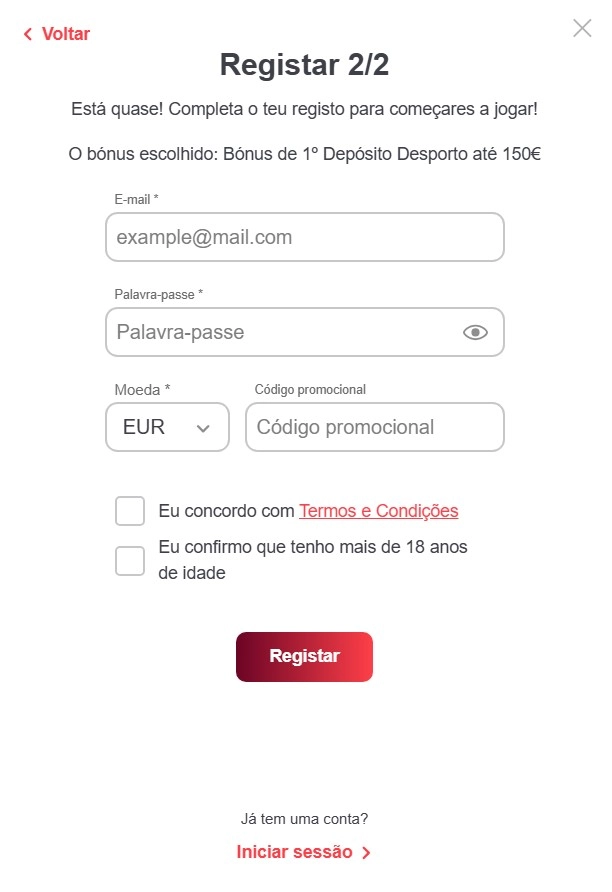 Registo BetSnipe